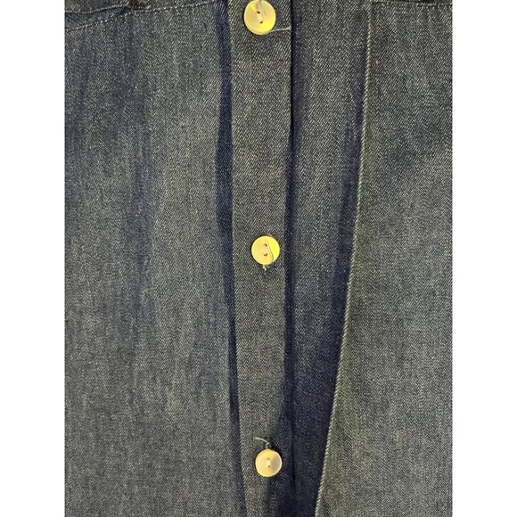 Vintage 90s Style Studio Denim Dress Womens M Red Gingham Cuff 3/4 Sleeve - Picture 14 of 16